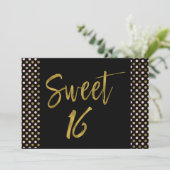 スウィート16ピンクとゴールドフォイル誕生日招待状 招待状 (スタンド正面)