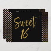 スウィート16ピンクとゴールドフォイル誕生日招待状 招待状 (正面/裏面)