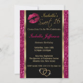 スウィート16ピンクグリッター 招待状 (正面)