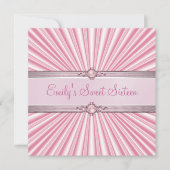 スウィート16ピンクシルクジュエルバースデーパーティー 招待状 (正面)