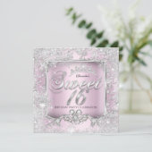 スウィート16ピンクシルバーティアラ冬ワンダーランドパーティー 招待状 (スタンド正面)