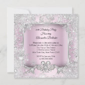 スウィート16ピンクシルバーティアラ冬ワンダーランドパーティー 招待状 (裏面)