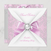 スウィート16ピンクダイヤフェイクモンドパーティー 招待状 (正面/裏面)