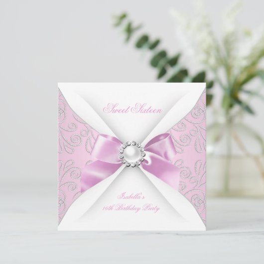 スウィート16ピンクダイヤフェイクモンドパーティー 招待状 (スタンド正面)