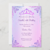 スウィート16ピンクパープル薄紫シルバーパールガウン 招待状 (裏面)