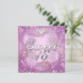 スウィート16ピンクパールかわいらしスノーフレーク2 招待状 (スタンド正面)