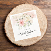 スウィート16ピンクフローラバースデーパーティー紙 スタンダードカクテルナプキン