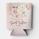 スウィート16ピンクフローラ誕生日パーティー 缶クーラー (正面)