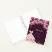スウィート16ピンクブガンディフローラドレスゲストブック ノートブック (内部)