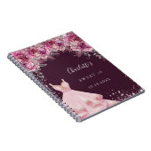 スウィート16ピンクブガンディフローラドレスゲストブック ノートブック (右側)