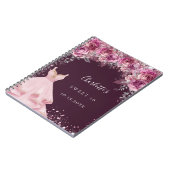 スウィート16ピンクブガンディフローラドレスゲストブック ノートブック (左側)
