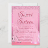 スウィート16ピンクマスカレード誕生日パーティー 招待状 (正面)