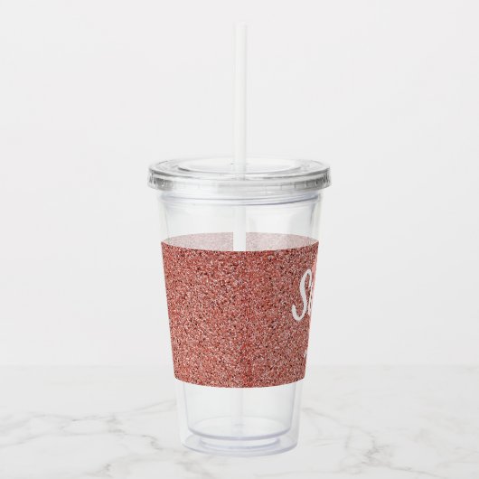 スウィート16ピンクローズ金ゴールドグリッター パーソナライズされた アクリルタンブラー (右)