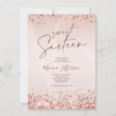 スウィート16ピンクローズ金ゴールド招待状 招待状 (正面)