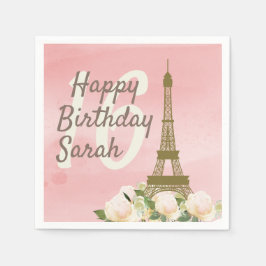 スウィート16ピンク金ゴールドエッフェルタワー誕生日 スタンダードカクテルナプキン