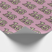 スウィート16ピンク&シルバー誕生日パーティーギフト ラッピングペーパー (角)