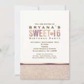 スウィート16フェイクバラ金ゴールドシャンパンパーティの招待状 招待状 (正面)