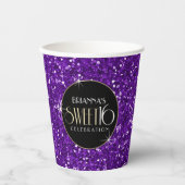 スウィート16フェイクパープルグリッター 紙コップ (正面)
