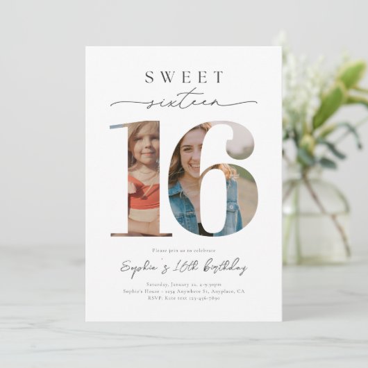 スウィート16フォト誕生日招待状 招待状 (スタンド正面)