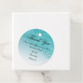 スウィート16フォリングティール(緑がかった色)ブルーグリッター パーソナライズされた フェイバータグ (インサイチュ)