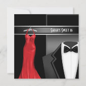 スウィート16フォーマルブラックタイバースデーパーティー 招待状 (裏面)