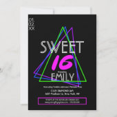 スウィート16フライヤークラブテーマ幾何学ネオン 招待状 (正面)