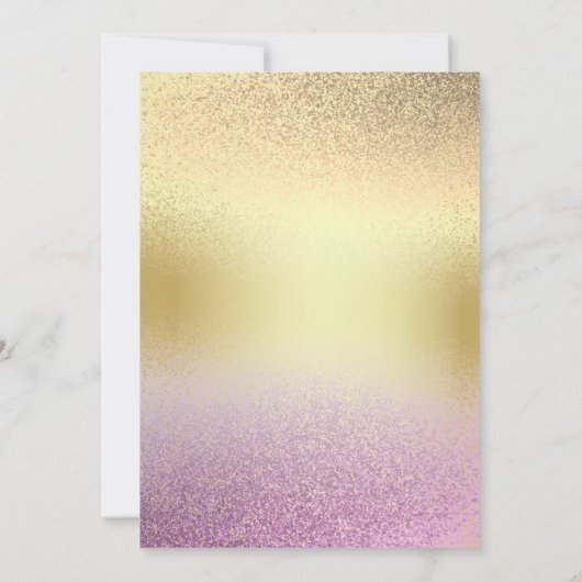 スウィート16フラミンゴピンクと金ゴールドグリッター 招待状 (裏面)