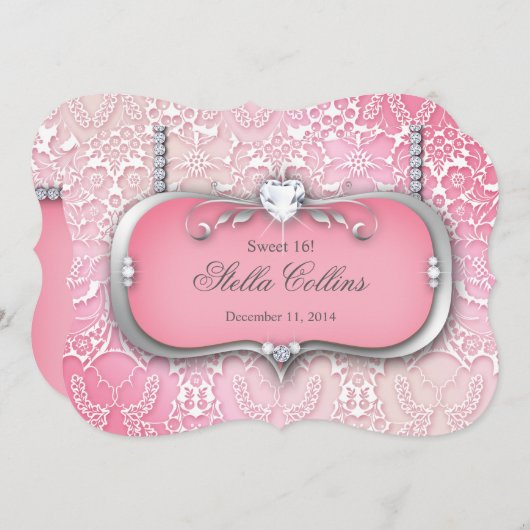 スウィート16フラワーダマスク誕生日パーティーキンセアニェラ 招待状 (正面/裏面)