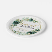 スウィート16フローラエメラルドグリーンバタフライ ペーパープレート (アングル)