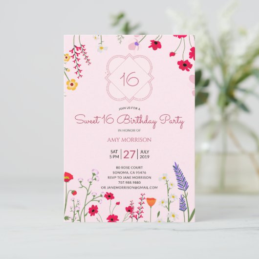 スウィート16フローラ誕生日パーティー 招待状 (スタンド正面)