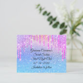 スウィート16ブライダルシャワーキンセアニェラピンクブルー ポストカード (スタンド正面)