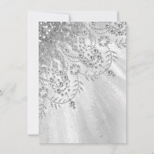 スウィート16ブライダルシャワーシルバーグ王室のレーダイヤモンド 招待状 (裏面)