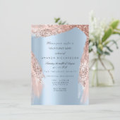 スウィート16ブライダルシャワーシルバーブルー王室のドレス 招待状 (スタンド正面)