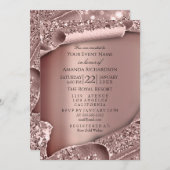 スウィート16ブライダルシャワーバラピンクメイクアップ 招待状 (正面/裏面)