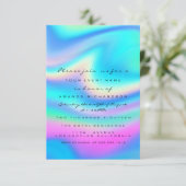 スウィート16ブライダルショーホログラフユニコーンピンク顔 招待状 (スタンド正面)