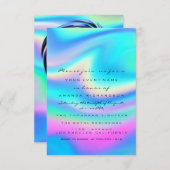 スウィート16ブライダルショーホログラフユニコーンピンク顔 招待状 (正面/裏面)