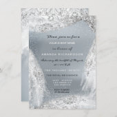 スウィート16ブライダルダイヤモンドドレスグレーシルバー 招待状 (正面/裏面)