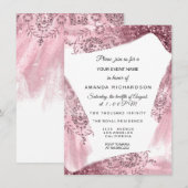 スウィート16ブライダルピンクドレスバラキネアネラホワイト 招待状 (正面/裏面)