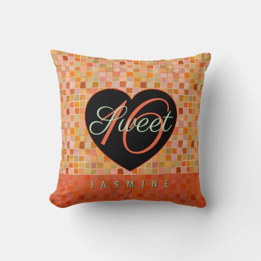 スウィート16ブラックハート10代のガール クッション (正面)