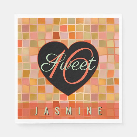 スウィート16ブラックハート10代のガール スタンダードランチョンナプキン (正面)