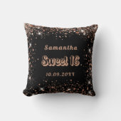 スウィート16ブラックバラ金ゴールドグリッター クッション (正面)