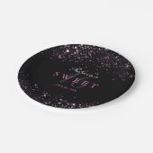 スウィート16ブラックピンクスパークルグリッター紙プレート ペーパープレート (アングル)