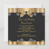 スウィート16ブラックブロンズ金ゴールドフェイクダイヤモンド 招待状 (裏面)