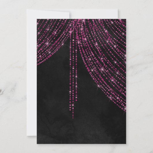 スウィート16ブラックホットピンクグリッター誕生日 招待状 (裏面)