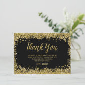 スウィート16ブラック金ゴールドグリッター サンキューカード (スタンド正面)