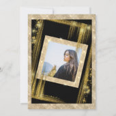 スウィート16ブラック金ゴールドスパークルグリッターカスタム写真 招待状 (裏面)