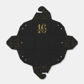 スウィート16ブラック金ゴールド紙吹雪パーソナライズされたテイクアウト フェイバーボックス (折り畳みなし)