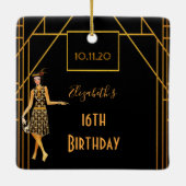 スウィート16ブラック金ゴールド1920アートデコ セラミックオーナメント (裏面)