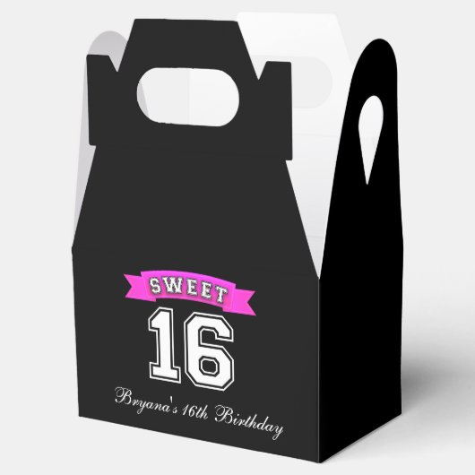 スウィート16ブラック&ピンクスポーツ誕生日パーティーのお気に入り フェイバーボックス (オープン)