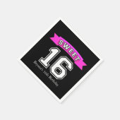 スウィート16ブラック&ピンクスポーツ誕生日パーティー スタンダードカクテルナプキン (角)